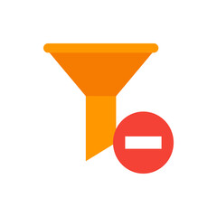 Poster - Orange filter icon with a rounded top and a red circle with a white line indicating removal symbol present