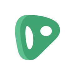 Poster - A green abstract shape with rounded corners and two white holes on a white background in isometric view