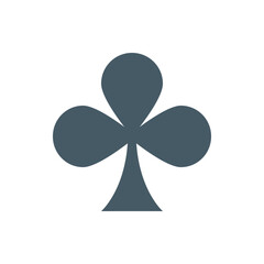 Poster - Illustration of a gray club suit symbol with three lobes and a stem on a plain white background design