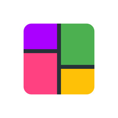 Poster - A square divided into four colorful sections with rounded corners and dark gray dividing lines in the middle