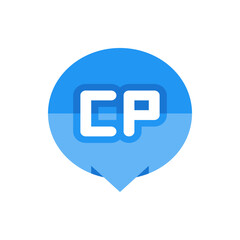 Poster - A blue map pin with white letters cp inside representing location and navigation in a modern style