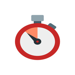 Poster - Illustration of a red and white stopwatch with a black hand pointing to the orange section, timekeeping tool