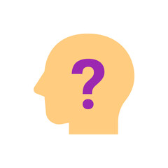 Poster - Illustration of a head silhouette with a purple question mark inside representing uncertainty and questions