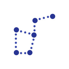 Poster - A blue dot connection forming a partial square shape with an extension on the top right corner design