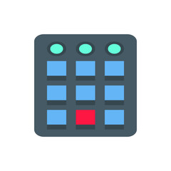 Poster - Illustration of a rectangular device with rounded corners featuring buttons and indicator lights on a panel