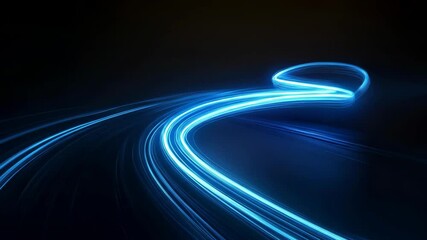 Poster - Abstract blue light trails on black background. Speed motion and futuristic concept. Digital stream with energy flow and dynamic lines for technology industry.