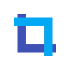 Poster - Abstract geometric design featuring intersecting blue rectangles forming a square shape on a white background