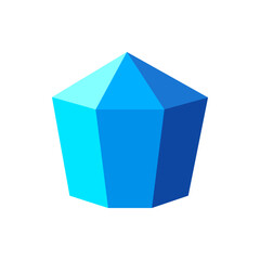Poster - Illustration of a blue crystal with multiple facets and shades on a white background in a simple style