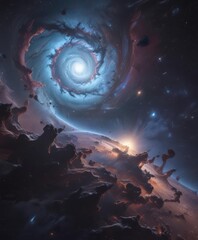 Wall Mural - vast cosmic expanse, swirling nebulae, distant galaxies, stars, milky way