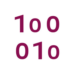 Poster - Representation of binary and decimal numbers with purple digits on a white background in a simple format