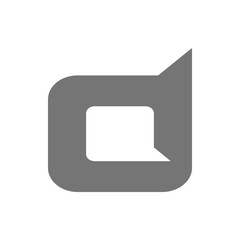 Poster - Gray abstract shape with rounded corners and a square opening and a pointed extension on the right side