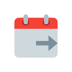 Poster - Red and gray calendar icon with a right arrow indicating the next event or date on a white background