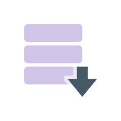 Poster - Three lavender rounded rectangles stacked vertically with a downward pointing arrow on the bottom right corner