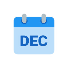 Poster - Illustration of a blue calendar icon displaying the abbreviation dec indicating the month of december on it