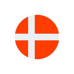 Poster - Illustration of a circular flag with a white cross on an orange background in a simple graphic design
