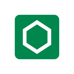 Poster - Green rounded square with a white outlined hexagon shape centered inside the square visual representation