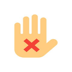 Poster - Illustration of a hand with fingers extended and a red x symbol indicating a stop or prohibition sign