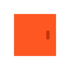 Poster - An orange rectangular shape with a rounded handle on the right side against a white background space area