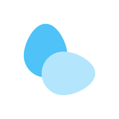 Poster - Two oval shapes in different shades of blue overlapping each other on a white background creating a simple design