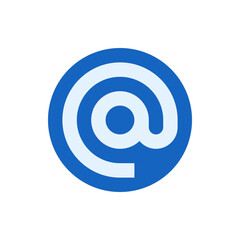 Poster - A white at symbol inside a blue circle representing email address or social media handle on a white background