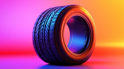Wall Mural - Emphasizing the tire's design in a colorful setting creates an engaging image.
