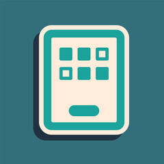 Poster - green graphic tablet icon isolated on green background. long shadow style. vector