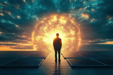Poster - A government program begins using solar panels to store energy from the sun and redistribute it into the population s minds--creating a unified consciousness -