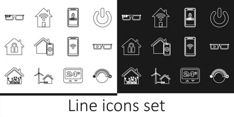 Poster - set line thermostat, smart glasses, mobile and password protection, home remote control system, hous