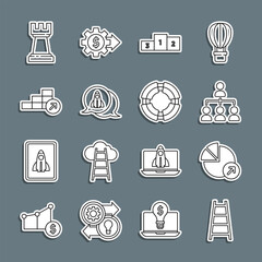 Poster - set line stair with finish flag, financial growth, hierarchy organogram chart, business podium, star
