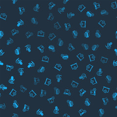 Poster - Set Router wi-fi with service, Laptop, Printer and Microphone on seamless pattern. Vector