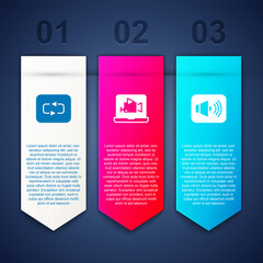 Poster - Set Repeat button, Online play video and Speaker volume. Business infographic template. Vector