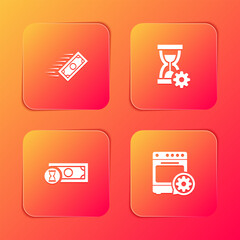 Aufkleber - set fast payments, hourglass setting, and oven icon. vector