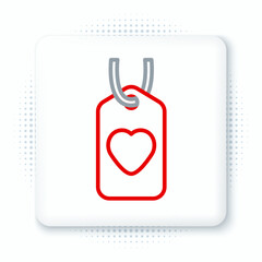Poster - Line Heart tag icon isolated on white background. Love symbol. Valentine day symbol. Colorful outline concept. Vector