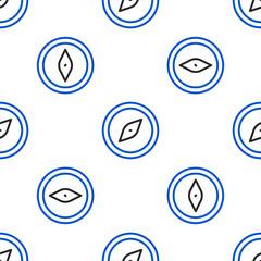 Poster - Line Compass icon isolated seamless pattern on white background. Windrose navigation symbol. Wind rose sign. Colorful outline concept. Vector