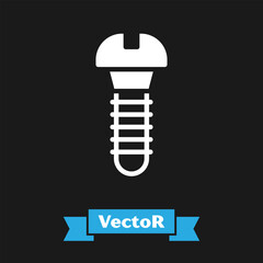 Poster - White Metallic screw icon isolated on black background. Vector