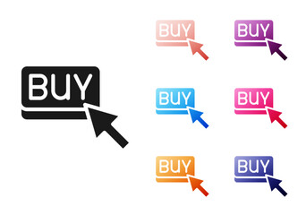 Poster - Black Buy button icon isolated on white background. Financial and stock investment market concept. Set icons colorful. Vector