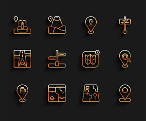 Poster - Set line Alcohol or beer bar location, Infographic of city map, Location with fountain, City navigation, Road traffic sign, Search and icon. Vector