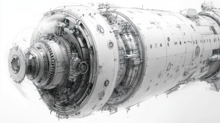 Poster - Detailed 3D Render of a Futuristic Spacecraft Engine