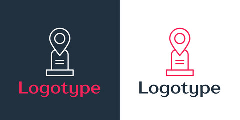 Poster - Logotype line Location grave icon isolated on white background. Logo design template element. Vector