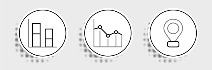 Fototapete - Set line Location, Graph, chart, diagram and Pie infographic icon. Vector