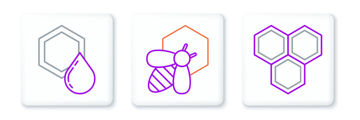 Poster - Set line Honeycomb, and Bee and honeycomb icon. Vector
