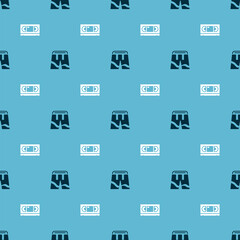 Poster - Set Short or pants and VHS video cassette tape on seamless pattern. Vector