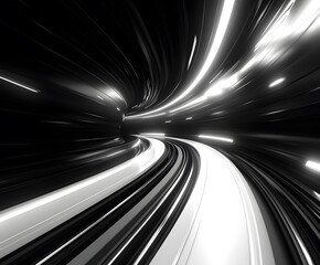 Poster - A mesmerizing abstract image featuring a swirling tunnel of light, suggestive of a futuristic journey, high-speed travel, or the boundless possibilities of technology.