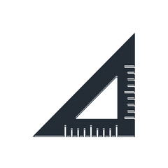 Poster - Black Triangular ruler icon isolated on white background. Straightedge symbol. Geometric symbol. Vector