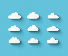 Wall Mural - Abstract Cloud Icons On Light Blue Background