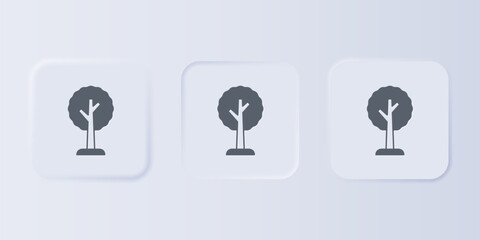 Poster - Grey Tree icon isolated on grey background. Forest symbol. Set icons in square buttons. Vector