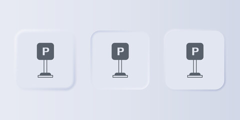 Poster - Grey Parking icon isolated on grey background. Street road sign. Set icons in square buttons. Vector