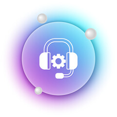Poster - White Headphones icon isolated on white background. Support customer service, hotline, call center, faq, maintenance. Blue and purple gradient circle background. Vector