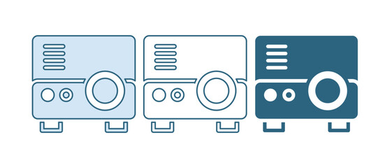Fototapete - Blue Presentation, movie, film, media projector icon isolated on white background. Vector