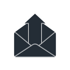Poster - Black Outgoing mail icon isolated on white background. Envelope symbol. Outgoing message sign. Mail navigation button. Vector